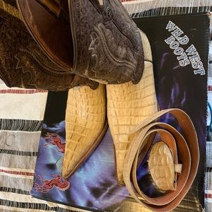 Wild West cowboy boots size 11.5 with belt
